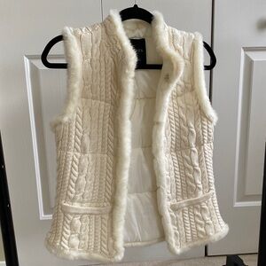Talbots Ivory Cableknit Vest